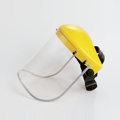 Tutup kepala dengan visor perisai muka yang jelas